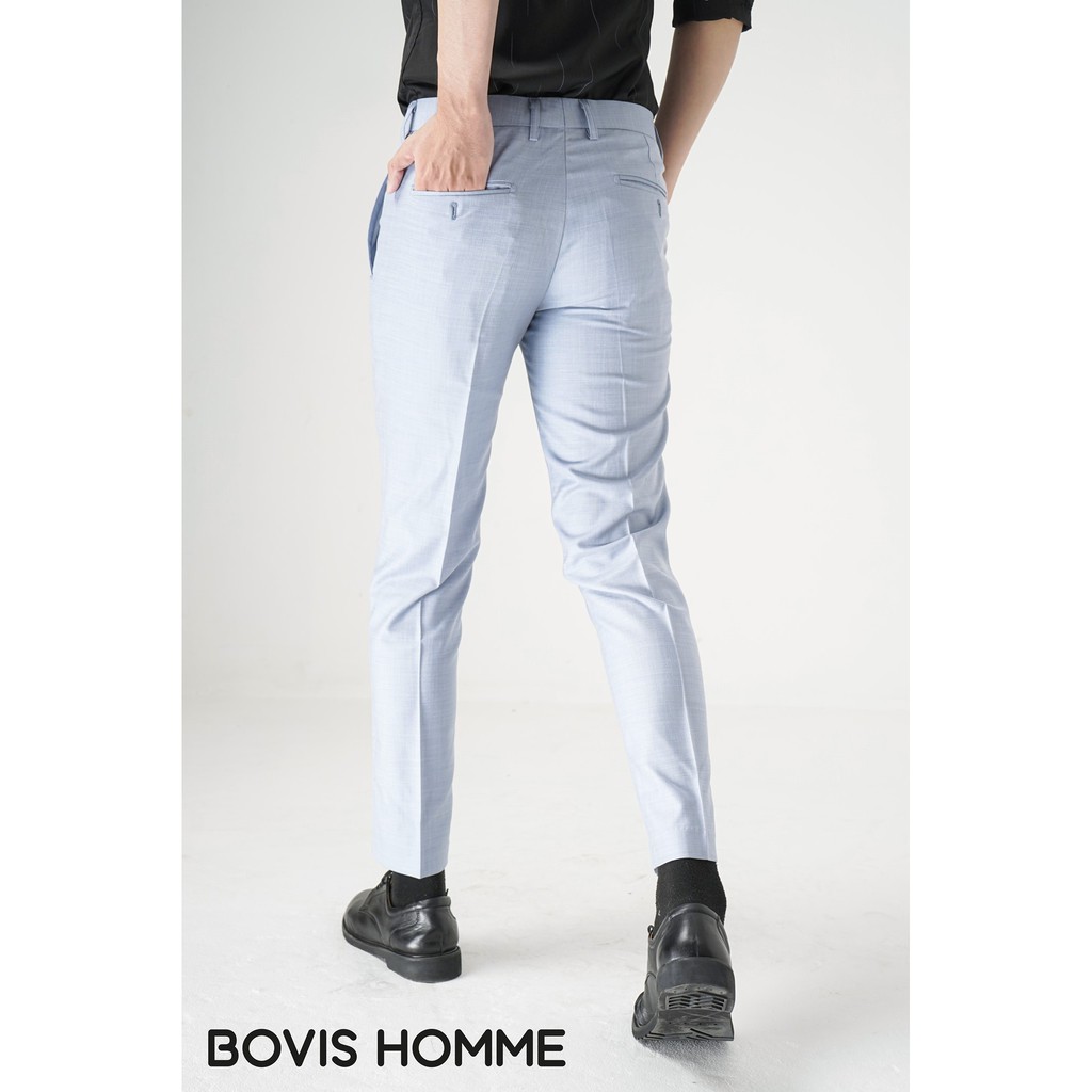 Quần tây nam Bovis Homme, mã QT087, màu xanh, form slim, chất liệu 95% cotton 5% spandex, mặt vải dày dặn, đứng form