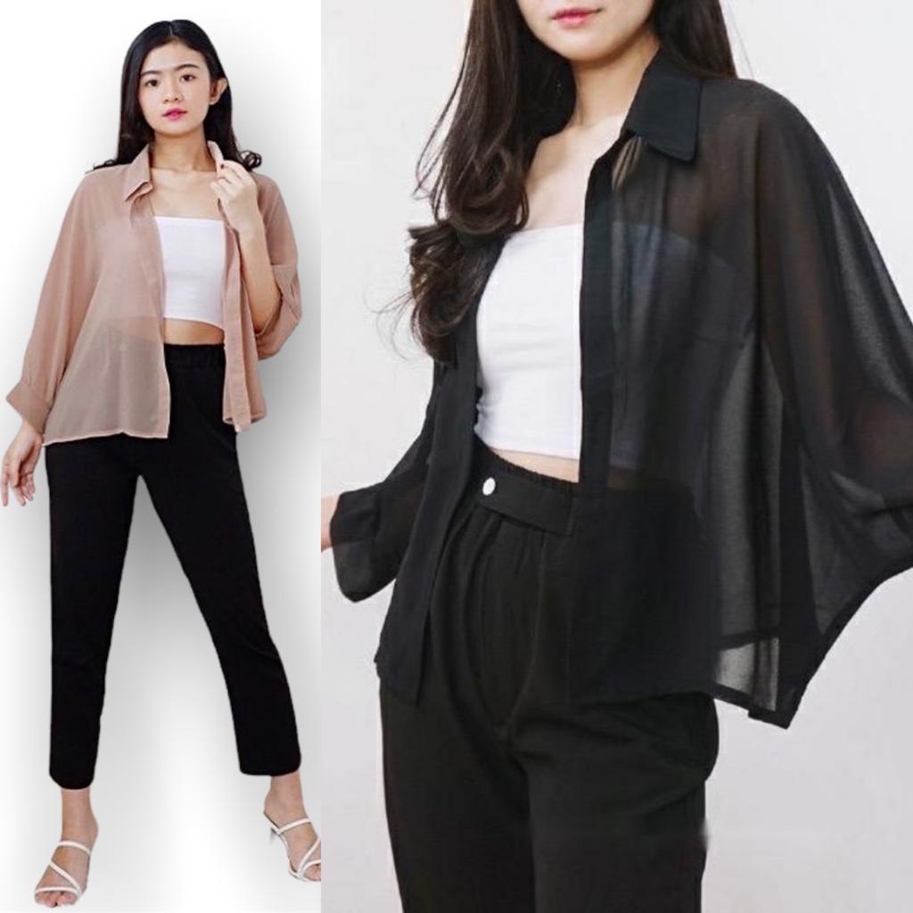 Gnt - Feli Áo Khoác Cardigan Cánh Dơi Màu Trắng Đen Kem Tro Hàn Quốc Cho Nữ / Mỏng Cardi / Quà Tặng