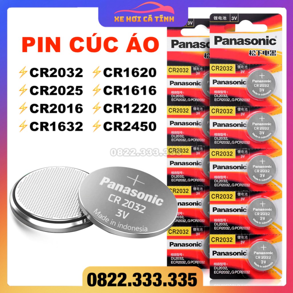 Pin Cúc Áo Panasonic 3V Lithium CR2032 CR2025 CR2016 CR1632 CR1620 CR1616 CR1220 CR2450 CR2430 pin chìa khóa ô tô