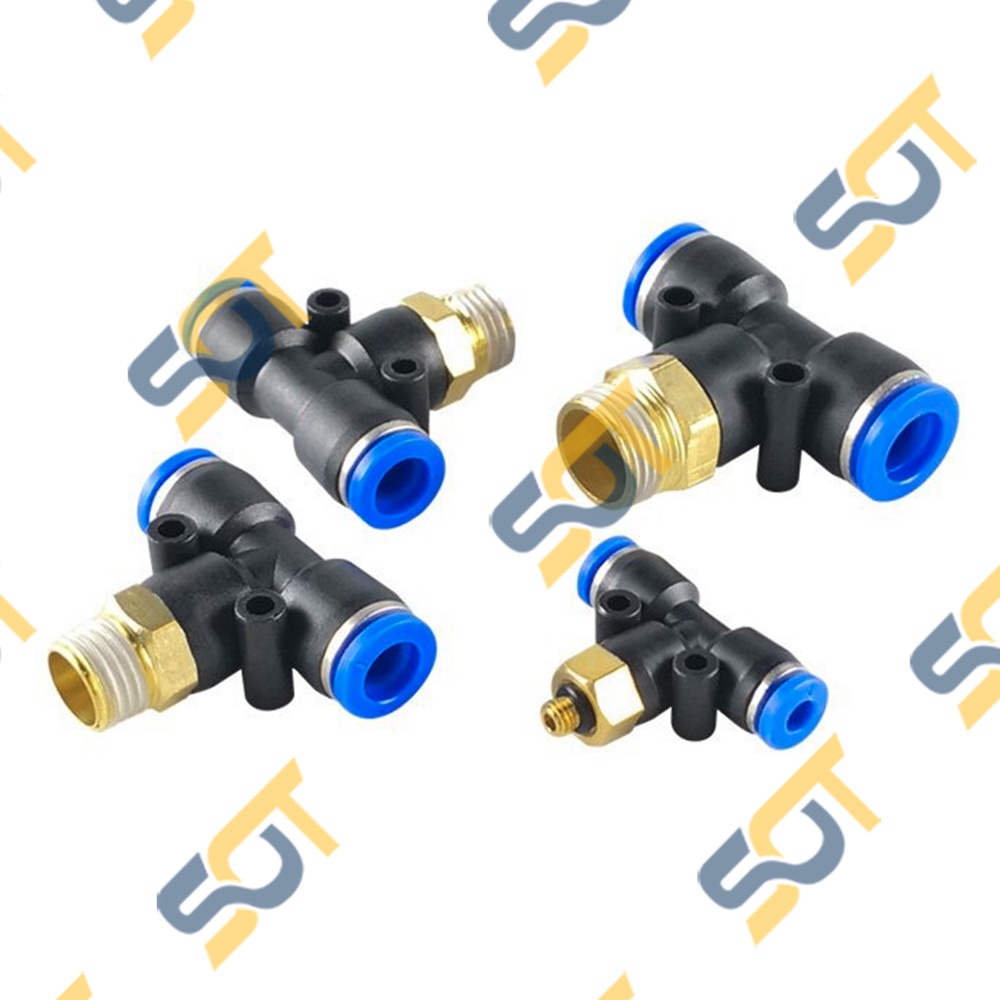 [PB NỐI ỐNG MỀM] Tê ren ngoài bằng đồng nối nhanh 2 đầu cắm ống nhựa PU khí nén chất lỏng phun sương hơi nước - tee chia
