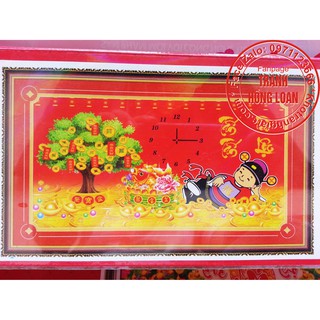 Tranh đính đá đồng hồ tấn tài tấn lộc DF301