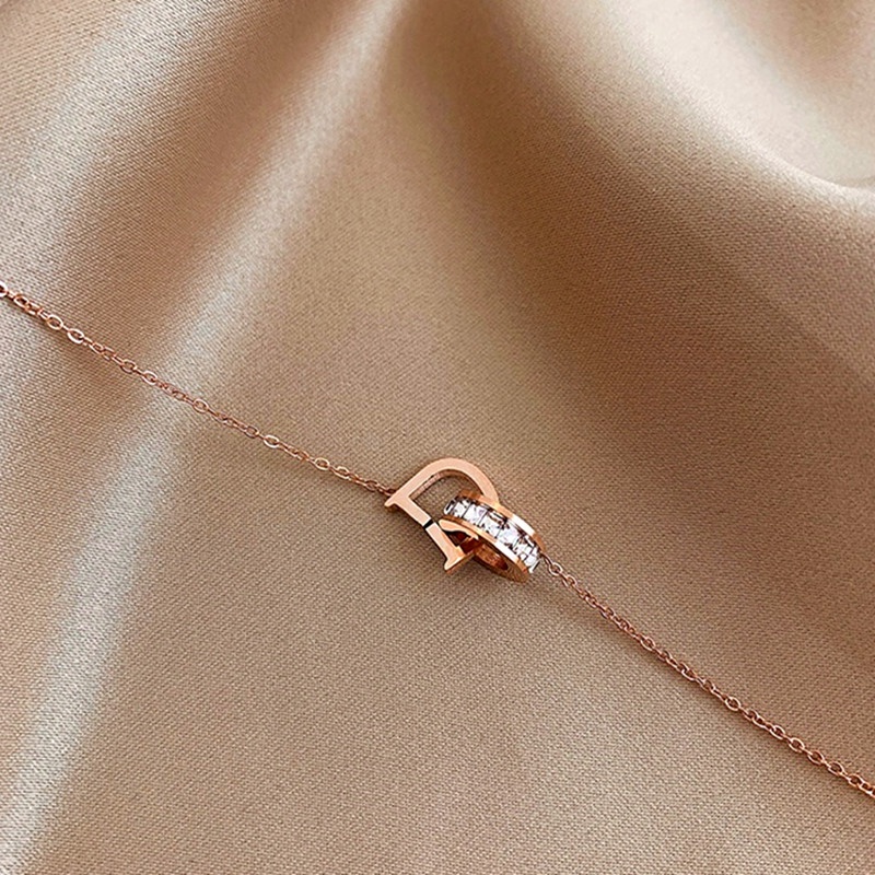 Dây chuyền nữ titan không gỉ mạ vàng 18k đính đá pha lê lấp lánh cao cấp thời trang Hàn Quốc 2021