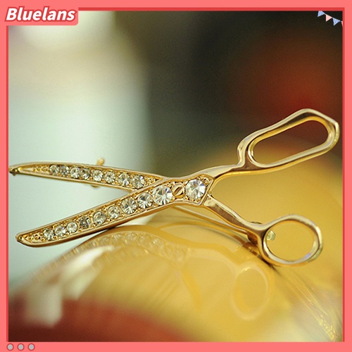 Ghim gài áo hình kéo đính đá xinh xắn