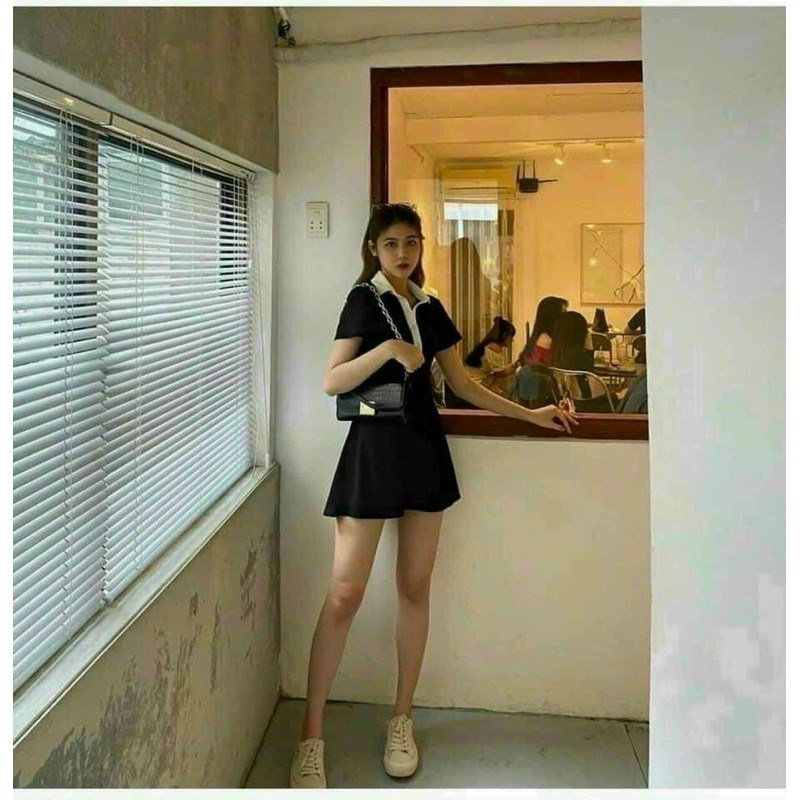 Đầm thun body viền trắng