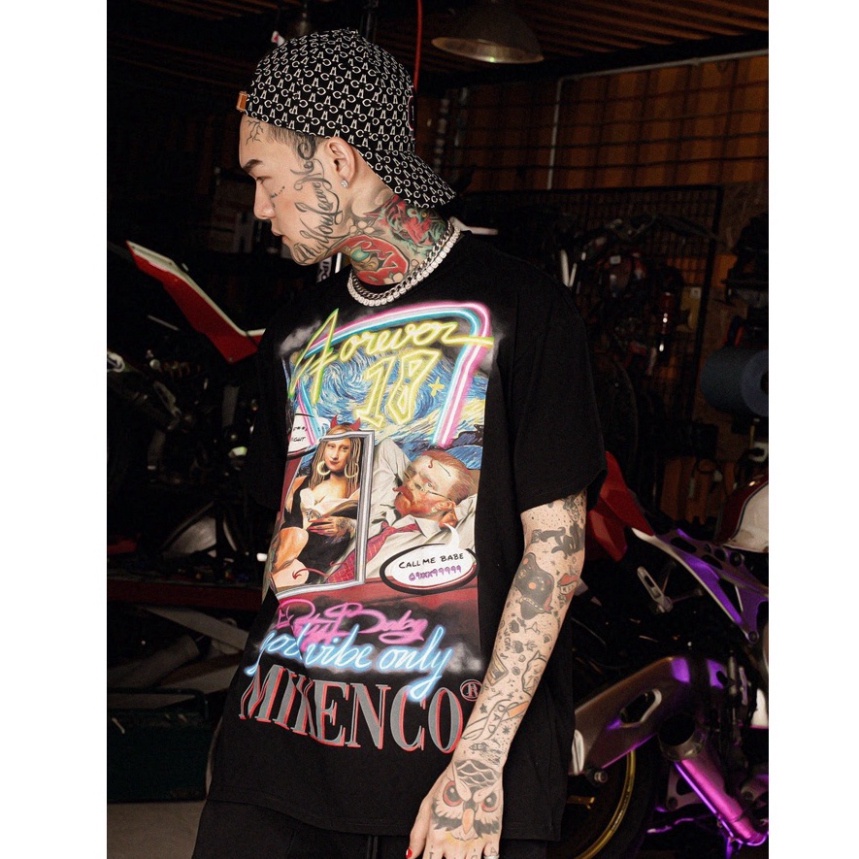 Áo MIKENCO Cao Cấp CHÍNH HÃNG nam nữ, Áo thun Mikenko tay lỡ in hình Vangogh 5D check app xịn, chất cotton mặc mát MK33