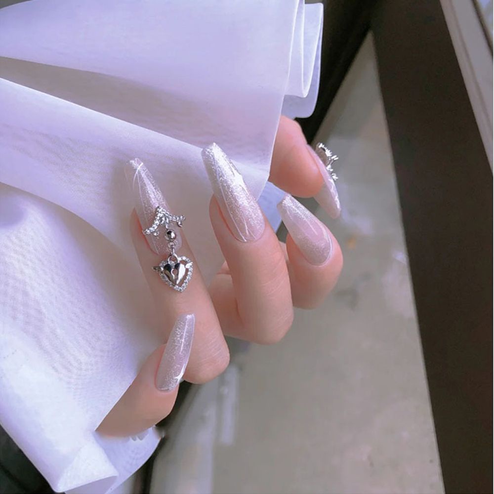 [Hàng mới về] Phụ kiện trang trí móng tay hình nơ/trái tim 3d bằng hợp kim/ngọc trai giả sang trọng