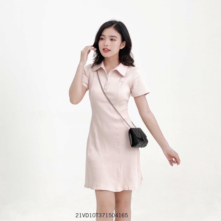 Đầm thun xòe tay ngắn cổ bẻ 2 nút xinh xắn thời trang ulzzang Hàn Quốc VM STYLE 21VD10T371504-21VD12T372204 | BigBuy360 - bigbuy360.vn