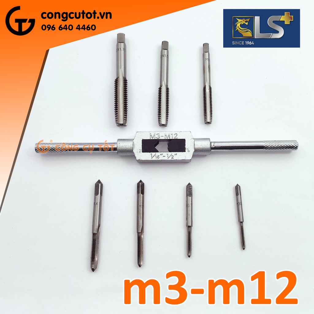 Bộ mũi taro tạo ren trong 8 chi tiết M3-M12 LS+
