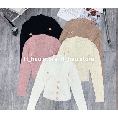 Áo len khuy dài tay vạt bầu hách dáng