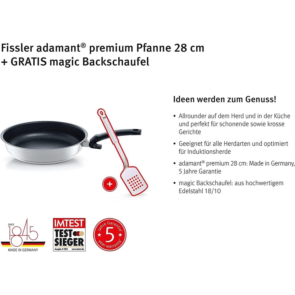 SET CHẢO FISSLER ADAMANT PREMIUM 28CM KÈM XẺNG LẬT