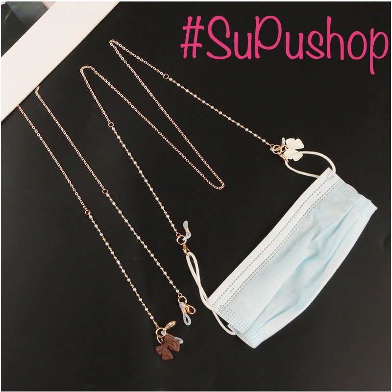 ⛓⛓DÂY ĐEO KHẨU TRANG HOẶC MẮT KÍNH KIM LOẠI CÓ CHARM NƠ⛓⛓