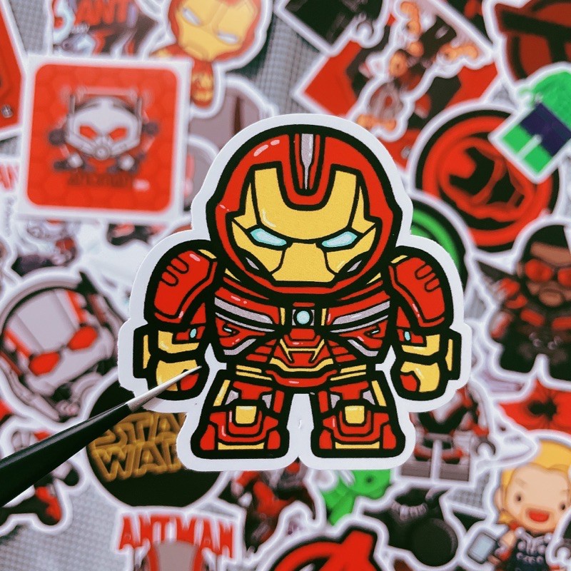 Bộ 100 sticker hình ảnh siêu anh hùng avenger  dùng để trang trí điện thoại di động/ván trượt/vali không để lại dấu keo