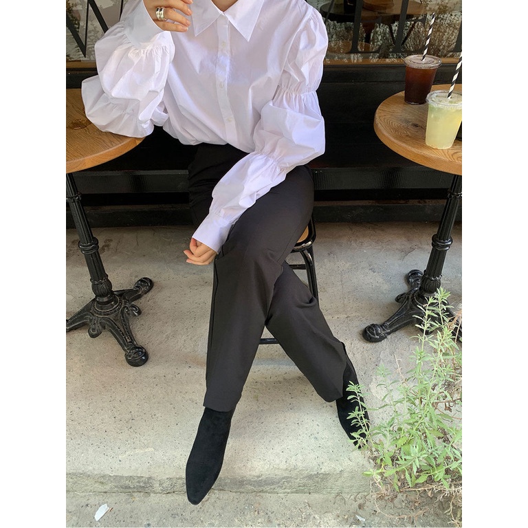 Áo sơ mi trắng tay phồng chia khúc phong cách Hàn Quốc thời trang mùa xuân cho nữ 172803