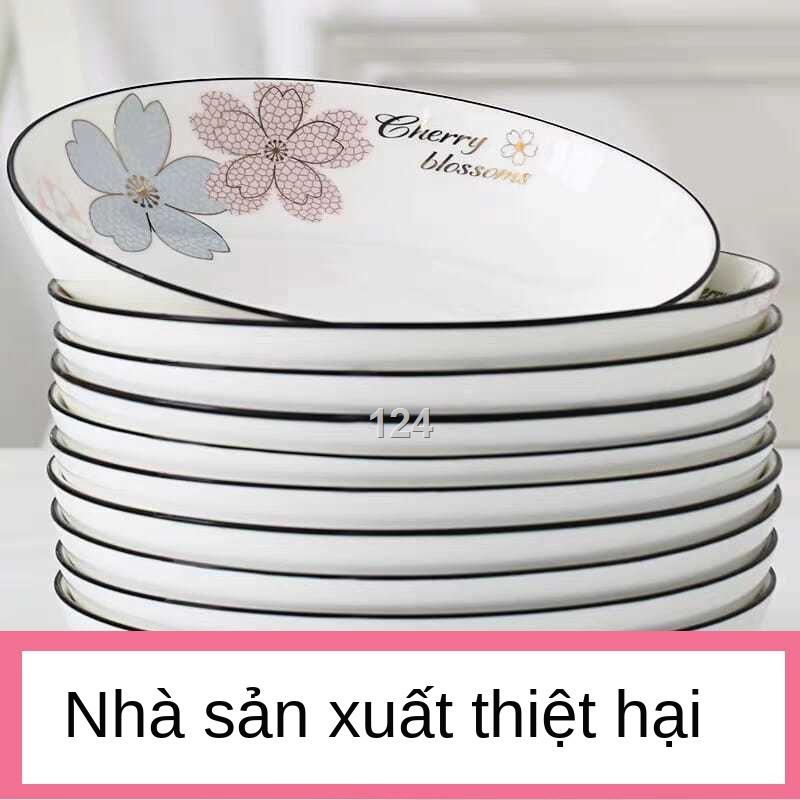 B3/10 đĩa lớn đĩa Jingdezhen đĩa gia đình đĩa trái cây món ăn đĩa món ăn nguội món ăn gốm sứ bộ đồ ăn có thể vi sóng