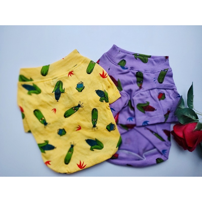 Áo thun mùa hè hoạ tiết trái bắp tím dành cho thú cưng, Quần áo chó mèo LaLi Ptfashion