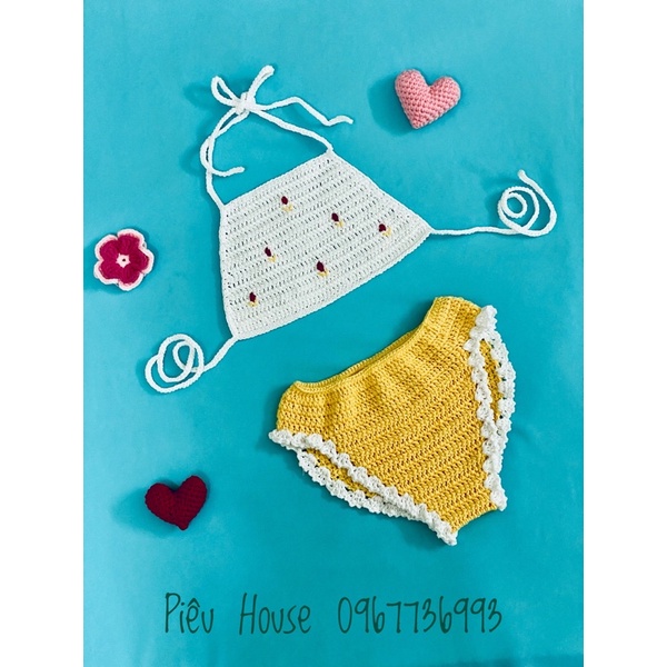Bikini móc len 100% handmade cho bé