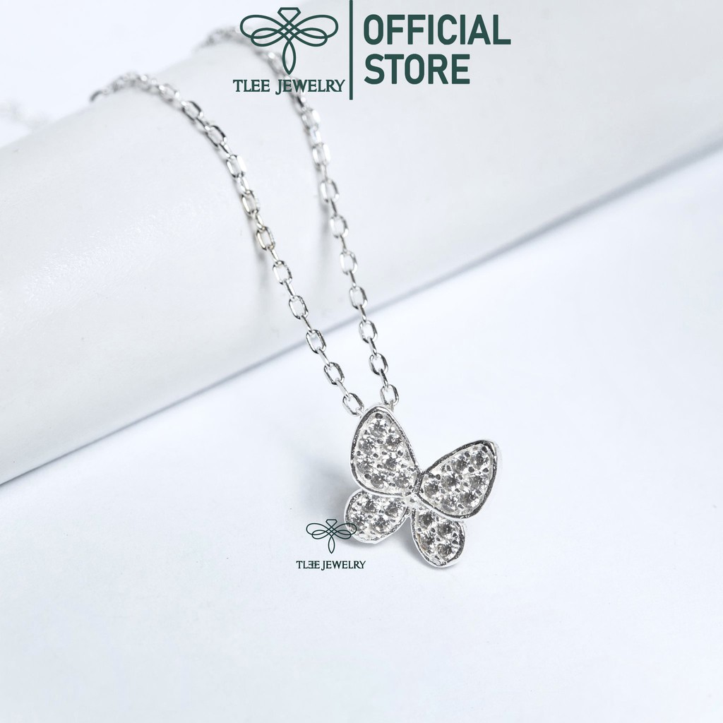 Dây chuyền bạc nữ Tlee, Vòng cổ mặt hồ điệp nạm đá lấp lánh - TleeJewelry