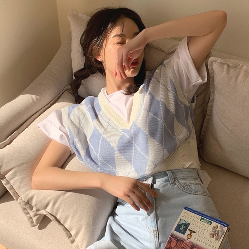 Áo Len Nữ Không Tay Cổ Chữ V Thời Trang Mới