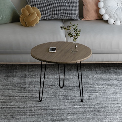 Bàn trà sofa phòng khách , Bàn cafe chân thép sơn tĩnh điện mặt tròn bo viền chống nước  - GM63
