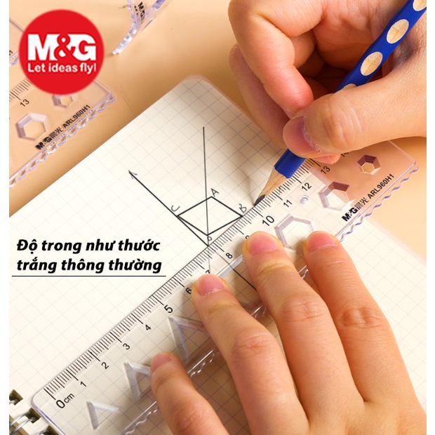 Thước dẻo nhựa PVC trắng trong ARLN960H1 chiều dài 15cm