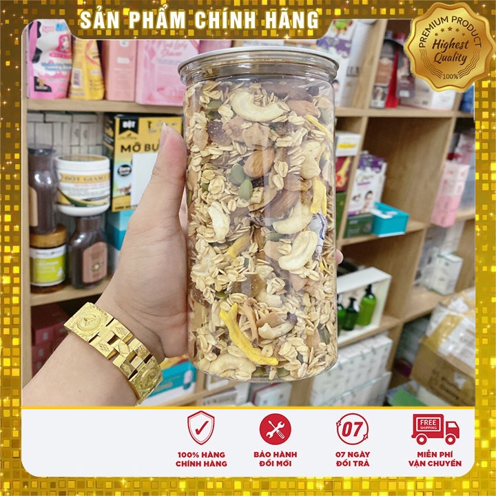 Granola 100% Hạt & Quả nướng mật ong rất ngon 500g Giảm cân