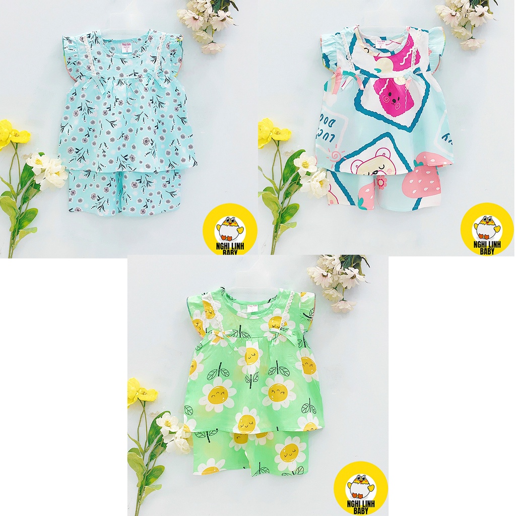 Bộ bộ cho bé gái, tole/tone đùi cánh tiên quần áo trẻ em mặc nhà có size từ 22-38kg - Nghi Linh Baby