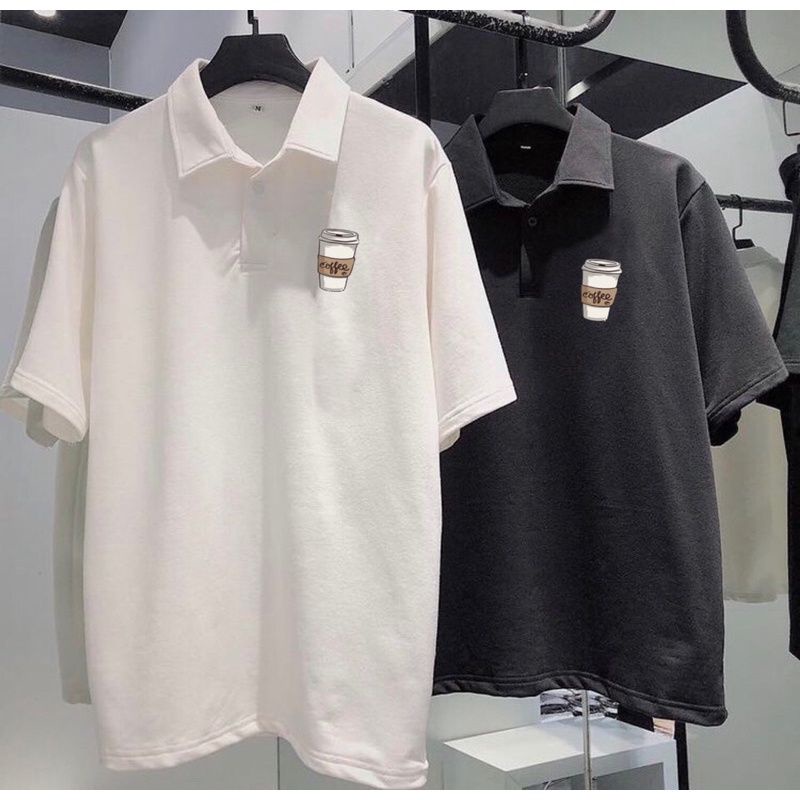 Áo Polo Nữ Tay Lỡ Unisex In Hình Hộp Coffee