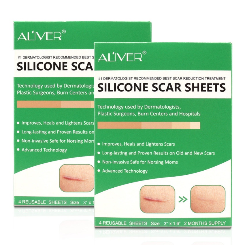 ALIVER 4Pcs/Box Silicone Gel Strips Patch Silicone Scar sheets Reusable Silicone Scar Removal Patch Remove Trauma Burn Scar Sheet Skin Repair Scar Removal Therapy Patch