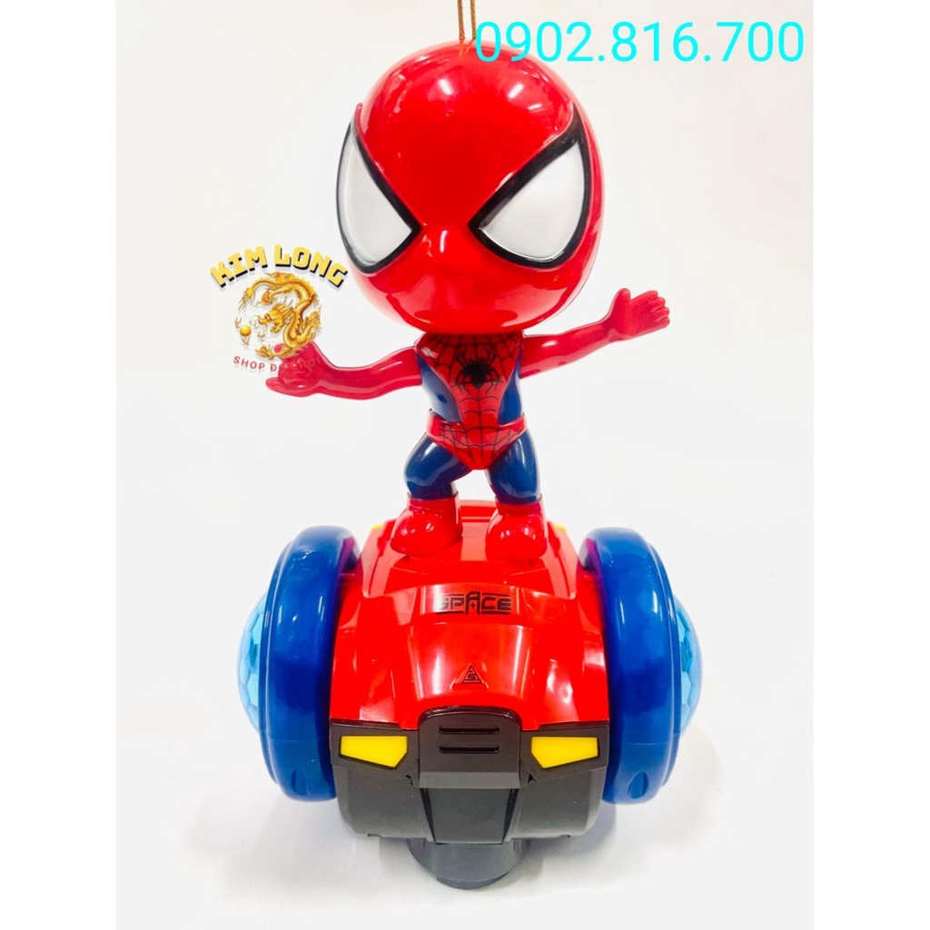 Đồ chơi lồng đèn siêu nhân nhện Spiderman đứng xe cân bằng cho bé trai tặng kèm pin quà tặng trung thu cho bé