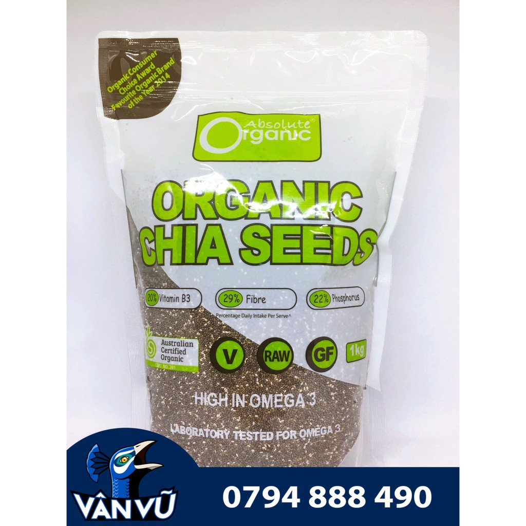 Hạt Chia Úc Túi Xanh Chia Seeds Absolute Organic 1Kg Chính Hãng