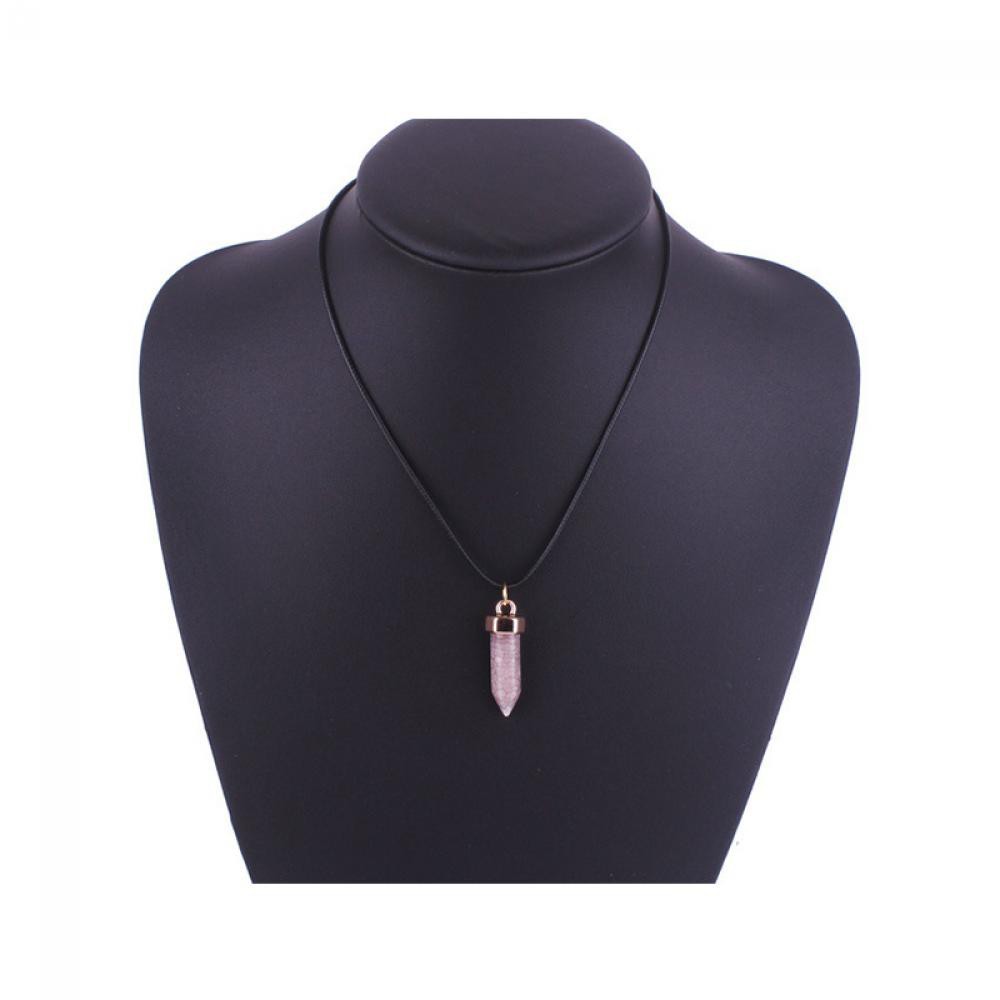 Dây chuyền mặt đá thạch anh nhiều màu phong thủy