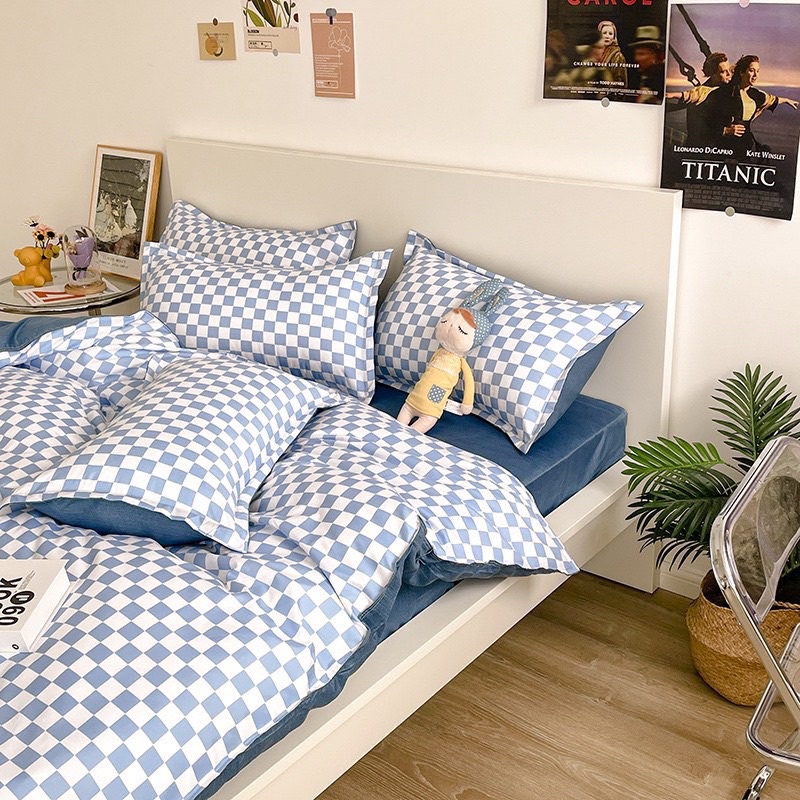 Chăn Ga Gối Đệm ❤️ cotton poly đủ size đệm họa tiết kẻ nhập khẩu phong cách Hàn Quốc Mượt Decor