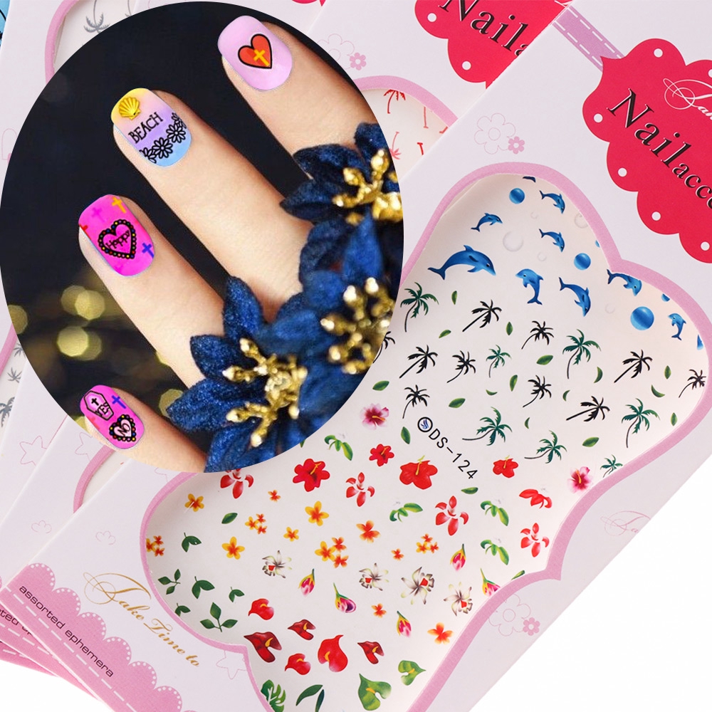 [Hàng mới về] Miếng dán trang trí móng tay 3D phong cách nhiệt đới cho nữ