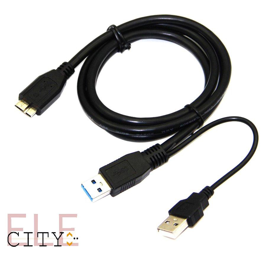 ✨COD✨0.6m Dual USB 3.0 A Male to Micro B Y Black Power Data Cable Mobile Hard Disk