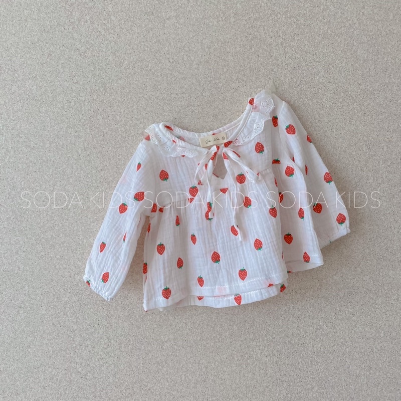 (Hàng thiết kế) Pijama bé gái Muslin cổ ren