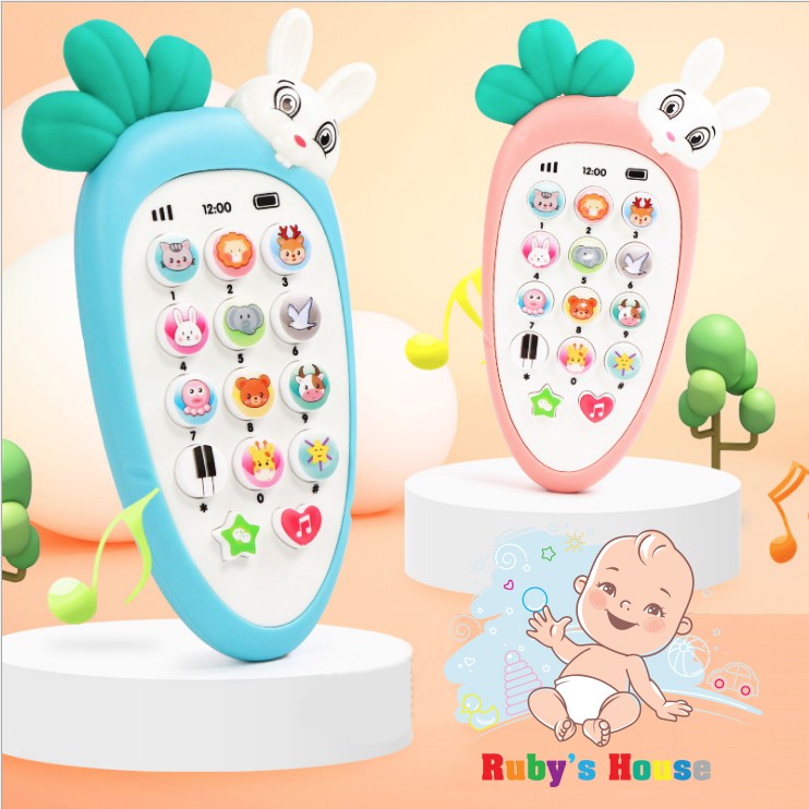 Điện Thoại Đồ Chơi Hình Cà Rốt, Chú Thỏ Đáng Yêu, Điện Thoại Thông Minh Phát Nhạc Vui Nhộn
