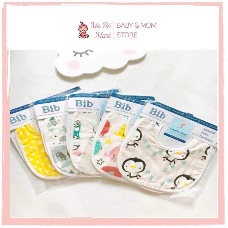 Yếm Tròn Bib Chất Liệu Muslin Tree Cao Cấp Mềm Mại Cho Bé