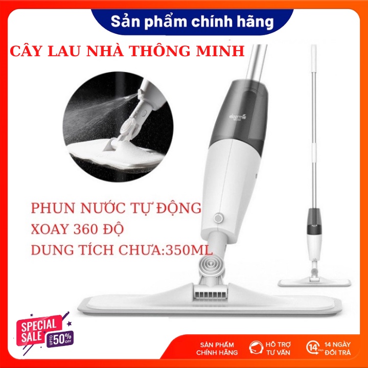 Cây Lau Nhà Thông Minh Phun Sương Cao Cấp, Lau Dọn Dễ Dàng 2 trong 1 đầu xoay 360 độ-Bảo hành 12 tháng