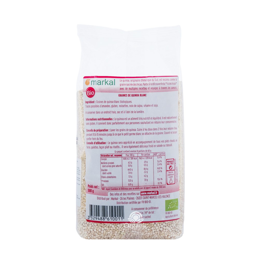Hạt diêm mạch trắng (Quinoa) hữu cơ 500gr