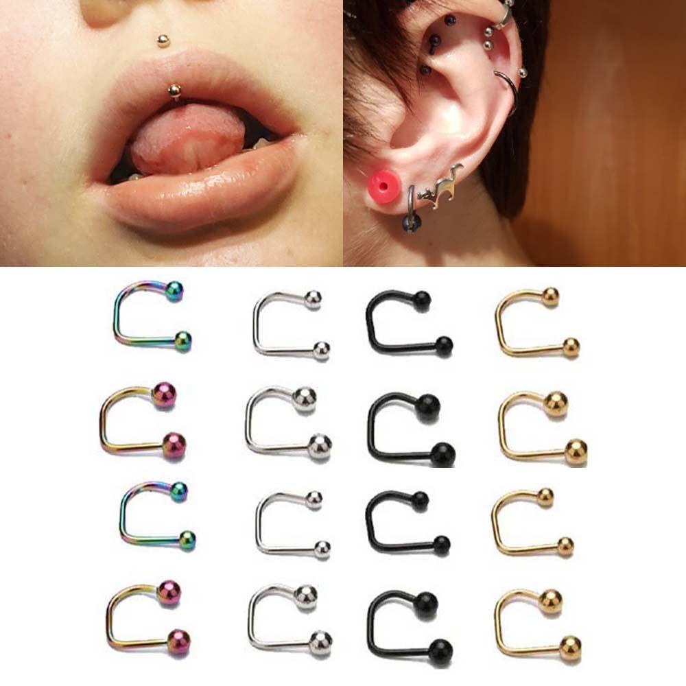 HARRIETT Khuyên Xỏ Môi Hình Chữ U Bằng Thép Không Gỉ Phong Cách Hàn Quốc Dành Cho Cả Nam Và Nữ