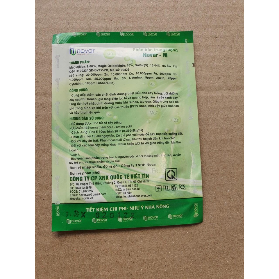 PHÂN BÓN TRUNG VI LƯỢNG THÁI LAN NOVAR MICRO GÓI 5G - GIÚP LÊN MÀU TRÁI ĐẸP