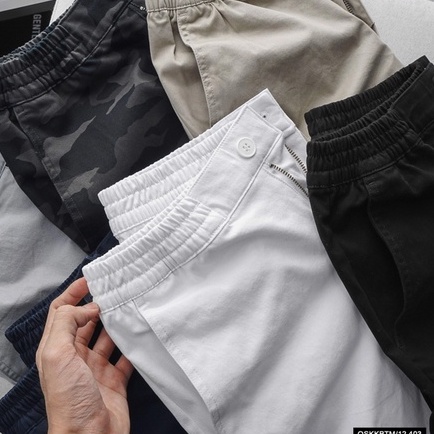 Quần Short Kaki Nam BENTINO TÚI HỘP LƯNG PHỐI THUN CO GIÃN Cao Cấp 5 Màu Trẻ Trung, Cá Tính Hàng Xuất Xịn