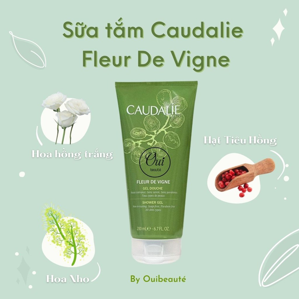 Sữa tắm Caudalie Fleur De Vigne Gel Douche , Gel tắm hương hoa 200ml Ouibeaute