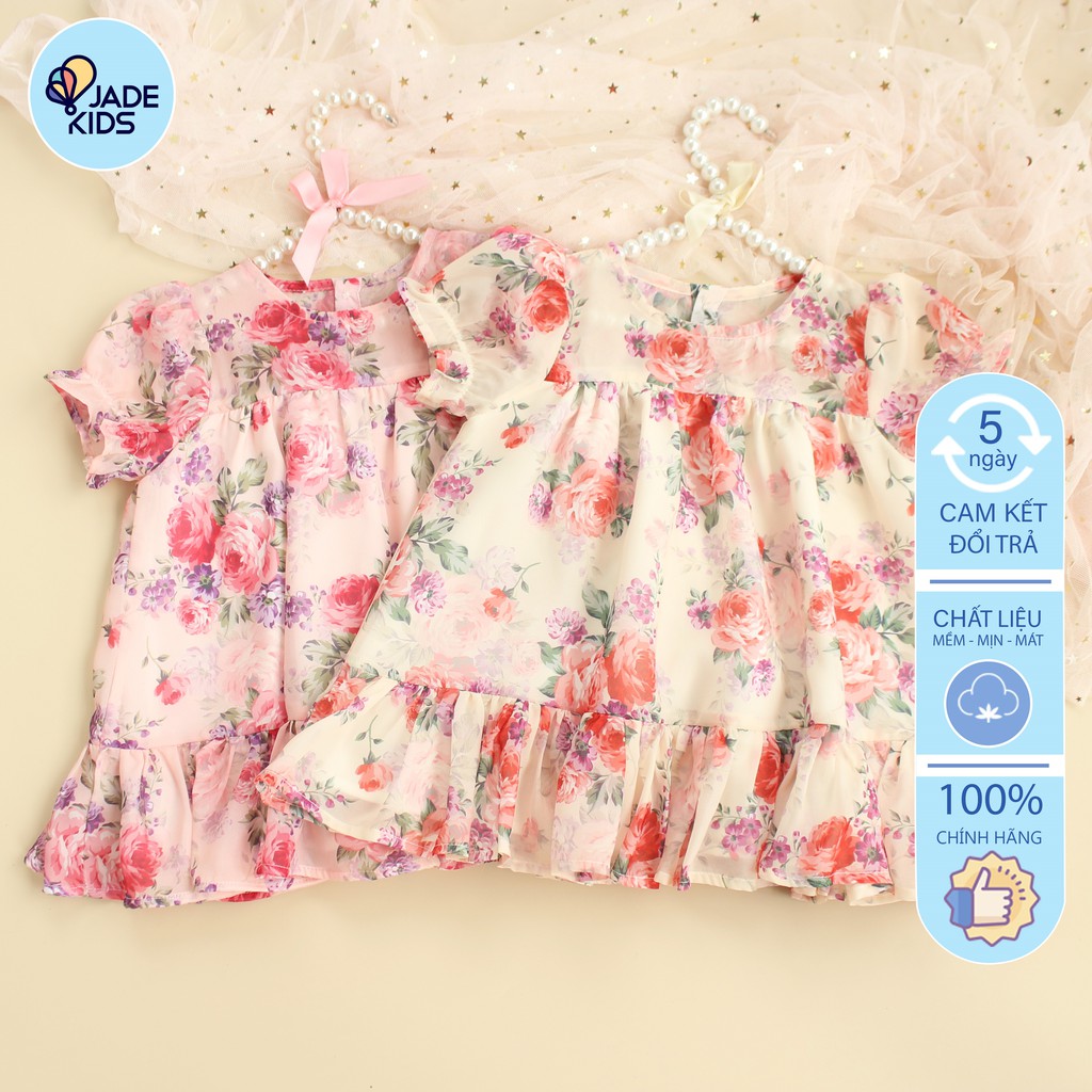 Váy cho bé JADEKIDS | Đầm cho bé chất liệu voan tơ cao cấp mềm mịn thoáng mát, họa tiết hoa xinh cho bé từ 5kg tới 17kg