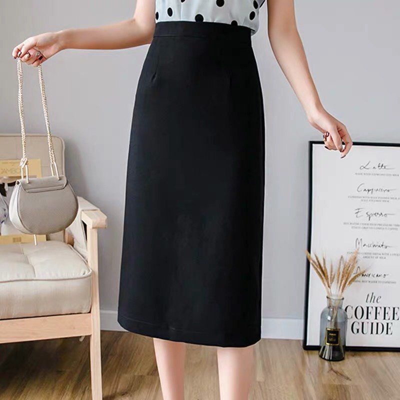 Chân váy midi A dài 70cm xẻ sau cạp khóa( sẵn size) - M44