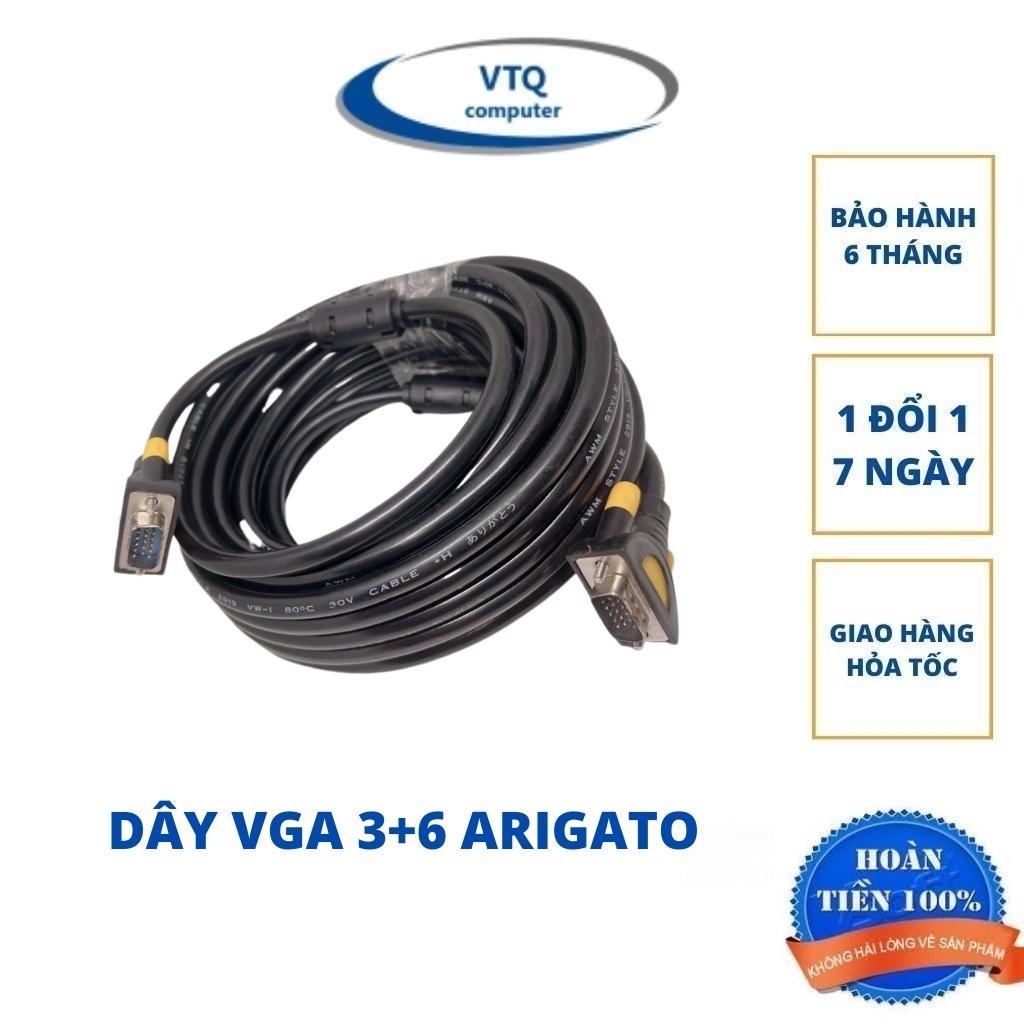 Dây vga 3+6, cáp tín hiều vga 3+6 1.5m, 3m, 5m chính hãng ARIGATO. bảo hành 12 tháng