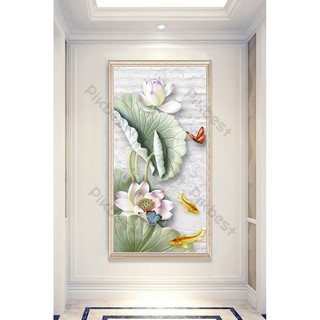 Tranh dán tường 3D Hoa Sen Trên Đá MS915859