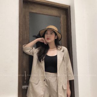 Set blazer + quần short linen( Ảnh Thật )