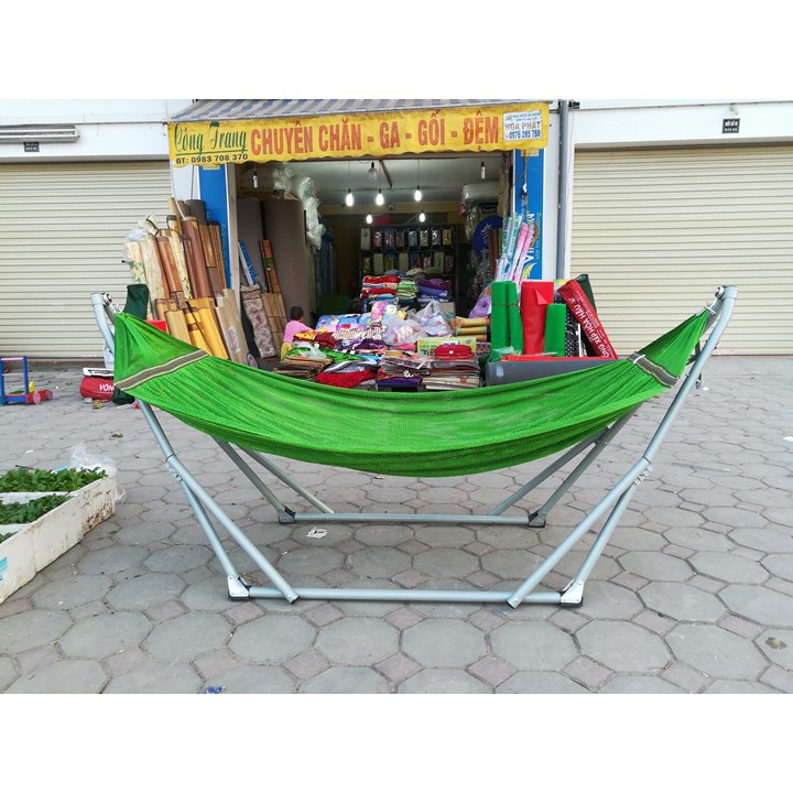 Võng Xếp Sơn Tĩnh Điện Chống Han Rỉ Size Người Lớn+ Tặng Lưới To 1.4kg | Bảo Hành 1 Năm