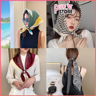 Khăn Choàng Vải Lụa vuông kích 70x70 làm khăn quàng cổ, làm băng đô, làm áo, buột tóc